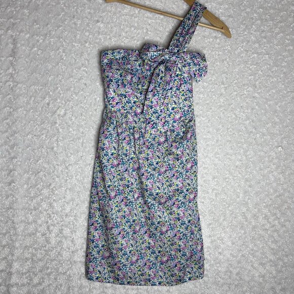 J. Crew made with Liberty Fabric Colorful Floral Print Sheath One Shoulder Dress - Picture 1 of 8